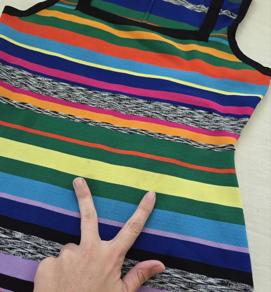 MILLY Rainbow Colorful Striped Women's Dress 10/12 Fitted Bodycon Pencil - Picture 8 of 13